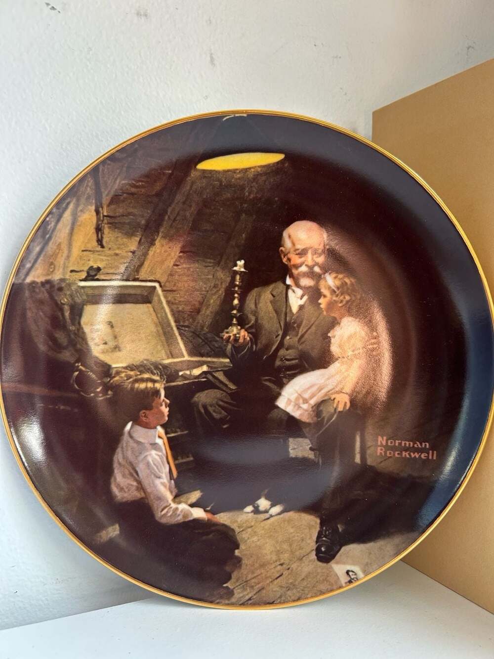 Norman Rockwell Grandpa's Treasure Chest Collector Plate Light Campaign Series